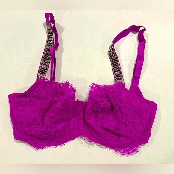 Victoria Secret Very Sexy Purple/Pink Rhinestone Bra Women’s Size 34DDD